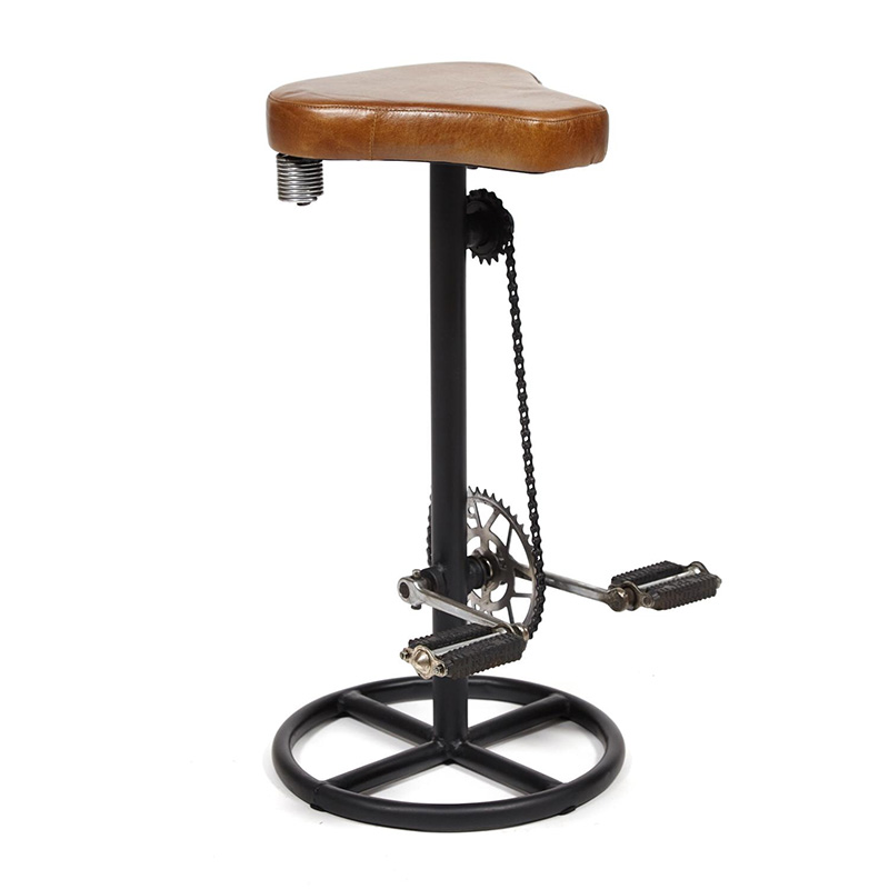 Барный стул с педалями от велосипеда Industrial leather bar stool with bicycle pedals Коричневый Черный в Санкт-петербурге | Loft Concept 