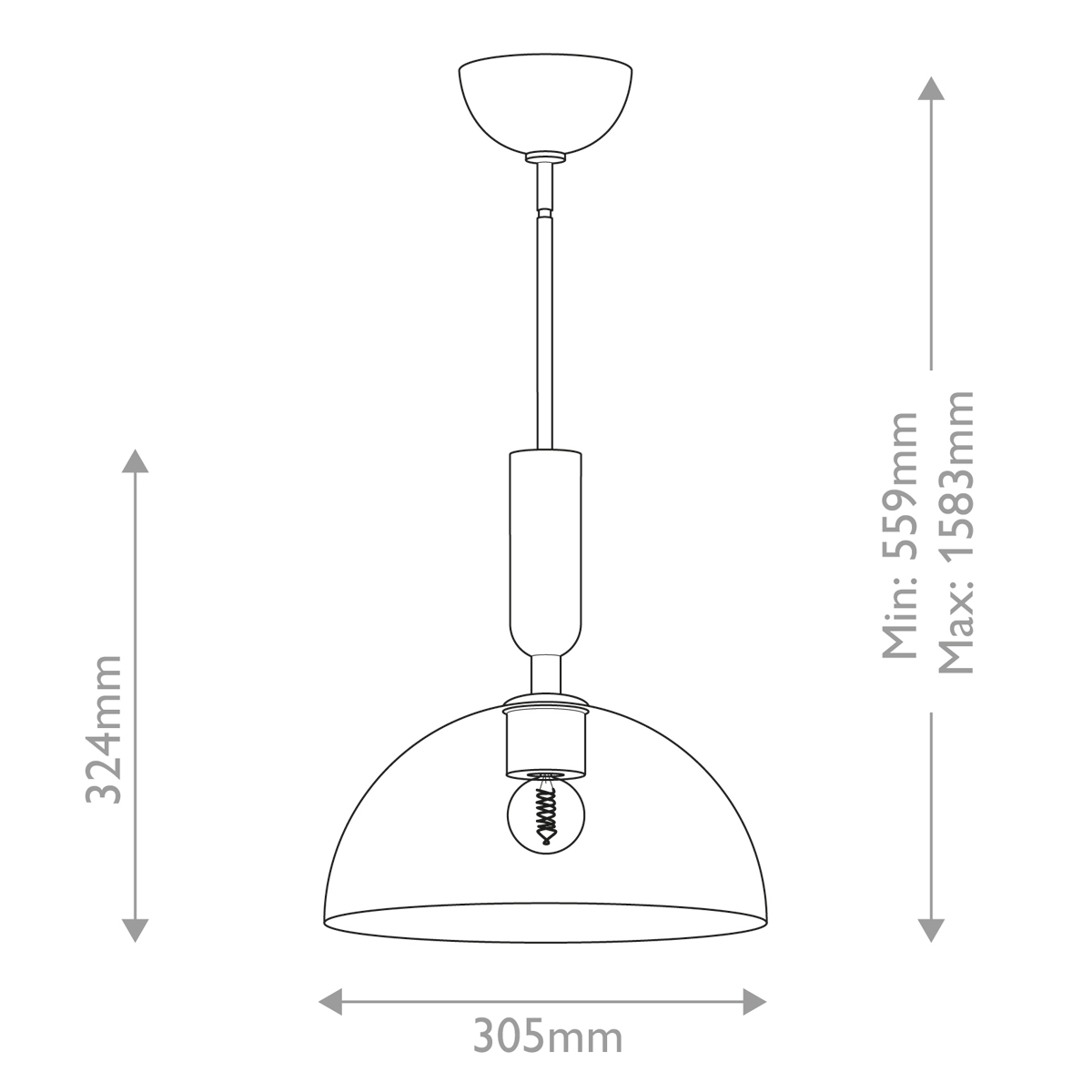 Подвесной светильник с прозрачным полусферическим стеклянным плафоном Alora Mood  в Санкт-петербурге