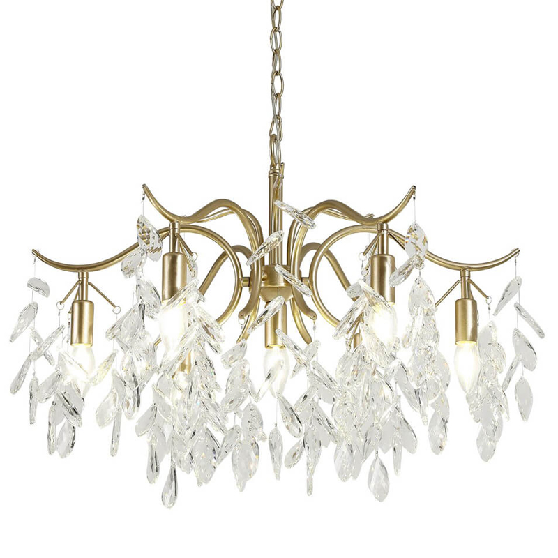 Люстра Hanging Crystal Leaves Chandelier 71 матовое золото Прозрачный (Transparent) в Санкт-петербурге | Loft Concept 