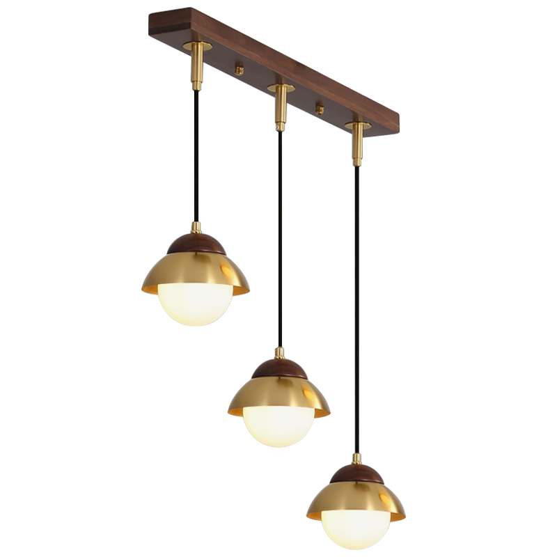 Линейный светильник Roch Linear Pendant Wooden Eco Light Белый Коричневый Латунь в Санкт-петербурге | Loft Concept 