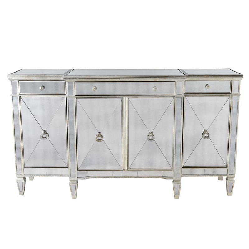 Комод зеркальный Celso Mirrored Chest of drawers 3 ящика и 4 дверцы Зеркало в Санкт-петербурге | Loft Concept 