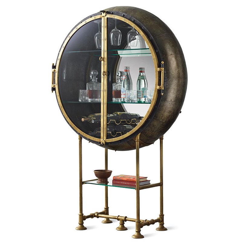 Шкаф Porthole Bar Restoration Hardware Латунь в Санкт-петербурге | Loft Concept 