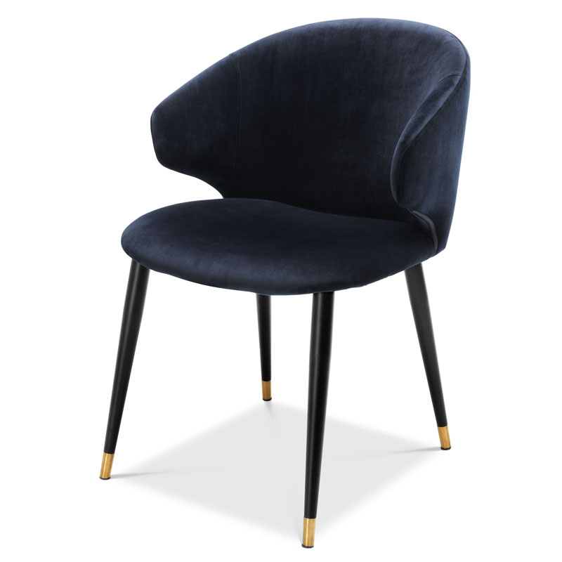 Стул Eichholtz DINING CHAIR VOLANTE blue Темно-синий Черный Золотой в Санкт-петербурге | Loft Concept 