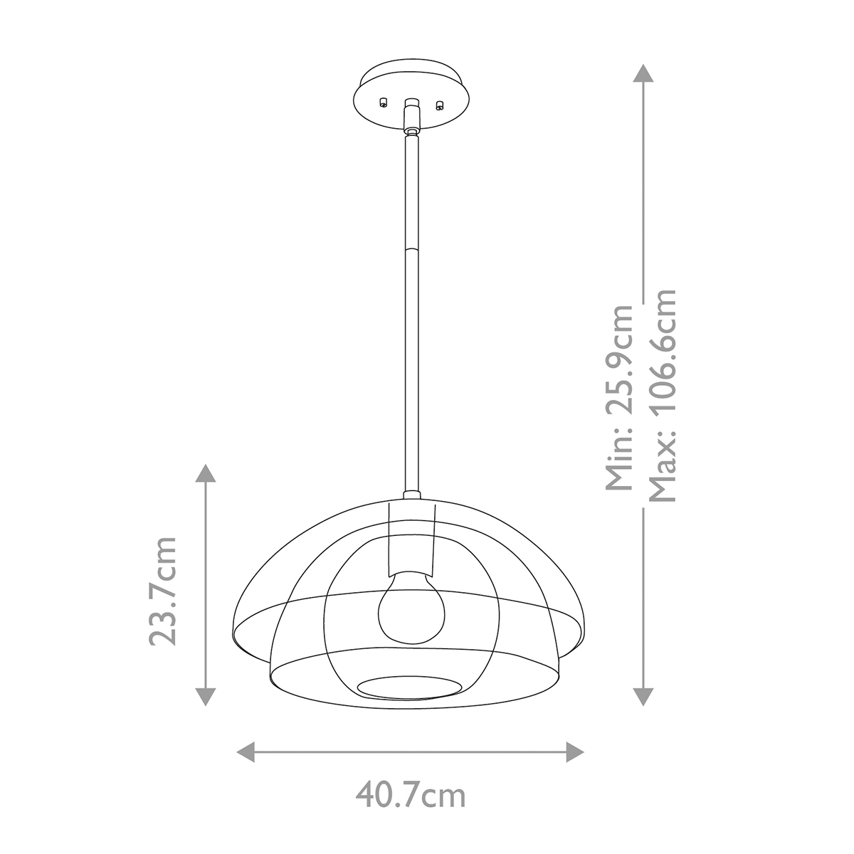 Подвесной светильник с прозрачным двойным стеклянным плафоном в форме купола и внутренней сферой Hinkley в Санкт-петербурге