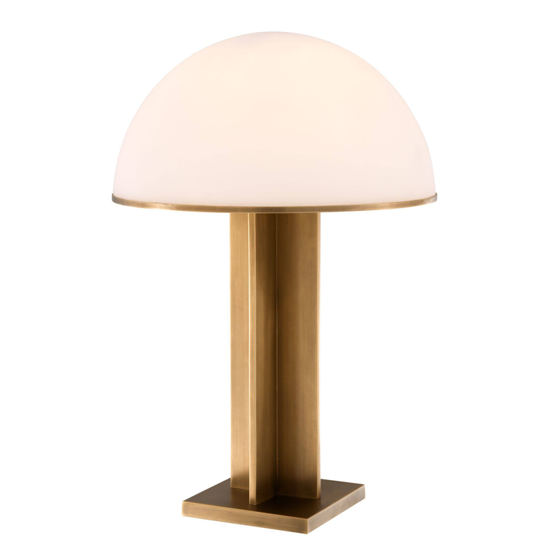 Настольная лампа Eichholtz Table Lamp Berkley Латунь Античная полированная Белое матовое стекло в Санкт-петербурге | Loft Concept 