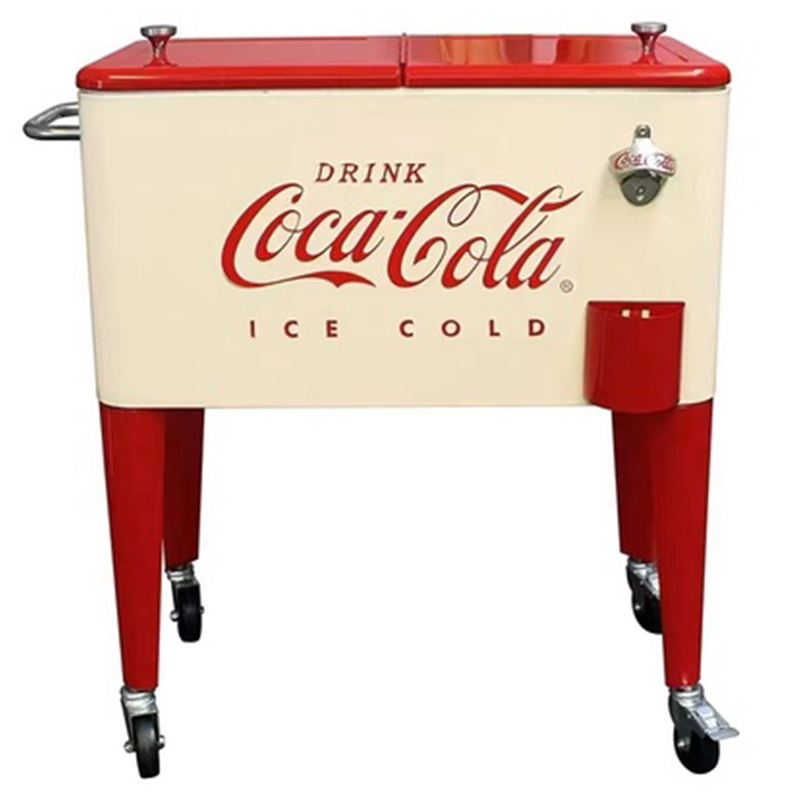 Куллер Retro Metal Coca-Cola Cooler Красный (Red) Бежевый в Санкт-петербурге | Loft Concept 