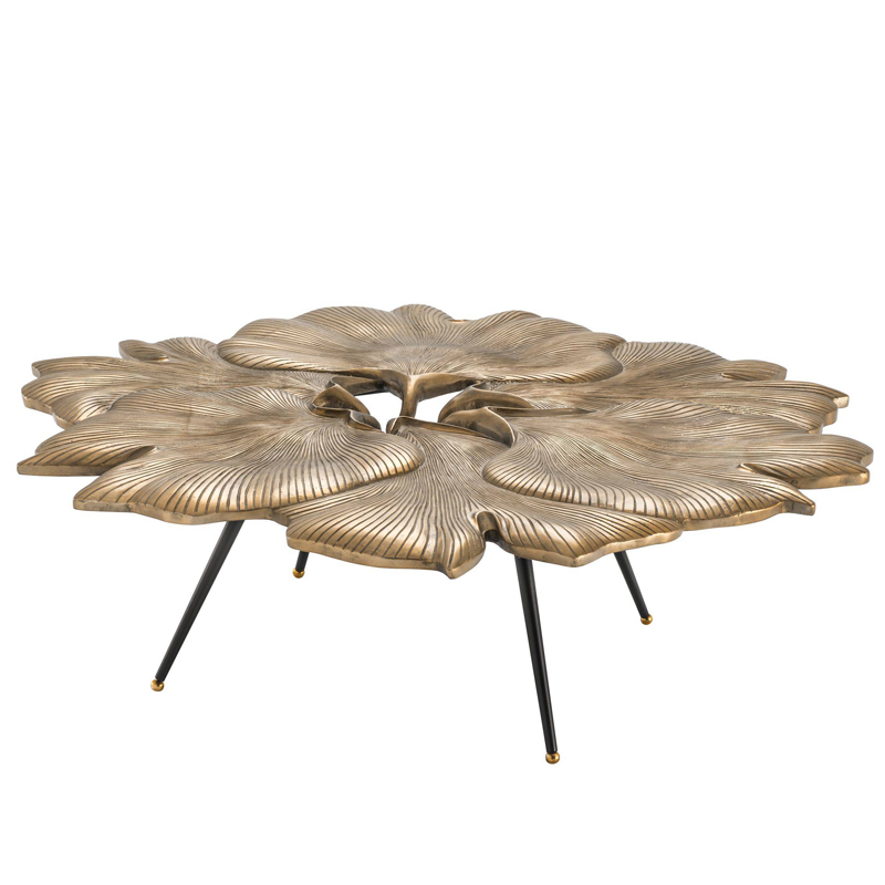 Кофейный стол Eichholtz Coffee Table Ginkgo Латунь Античная полированная Черный в Санкт-петербурге | Loft Concept 