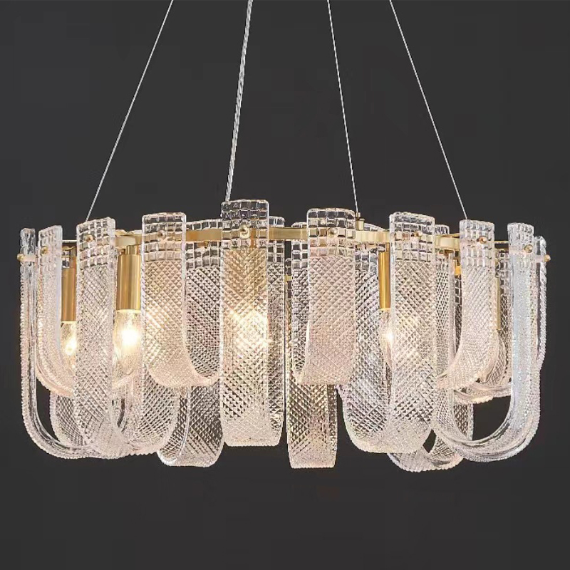 Люстра Prudence Textured Glass Chandelier Золотой Прозрачное Стекло в Санкт-петербурге | Loft Concept 