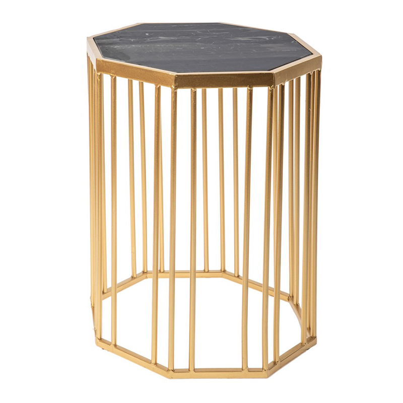 Приставной стол Side Table Marble чёрный мрамор Черный Мрамор Nero Золотой в Санкт-петербурге | Loft Concept 