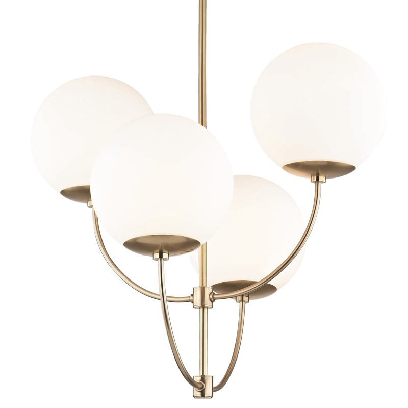 Люстра Breasal White Matte Balls Chandelier Brass Латунь Белое матовое стекло в Санкт-петербурге | Loft Concept 