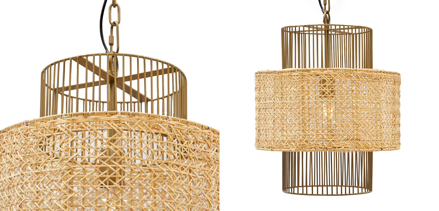 Люстра с плафоном из ротанга Raquel Wicker Chandelier - фото
