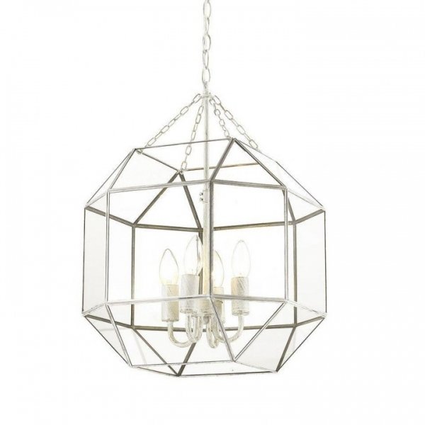 Подвесной светильник Glass & Metal Cage Pendant White 4 Белый в Санкт-петербурге | Loft Concept 