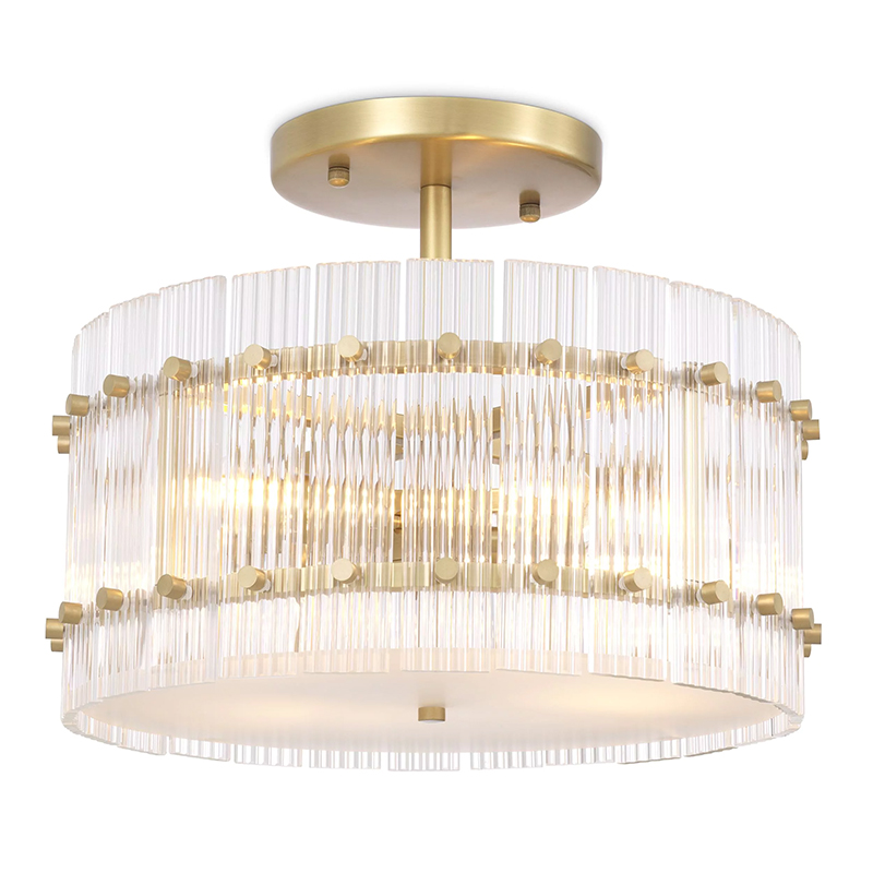 Потолочный светильник Eichholtz Ceiling Lamp Ruby Round Brass Латунь Прозрачное Стекло в Санкт-петербурге | Loft Concept 