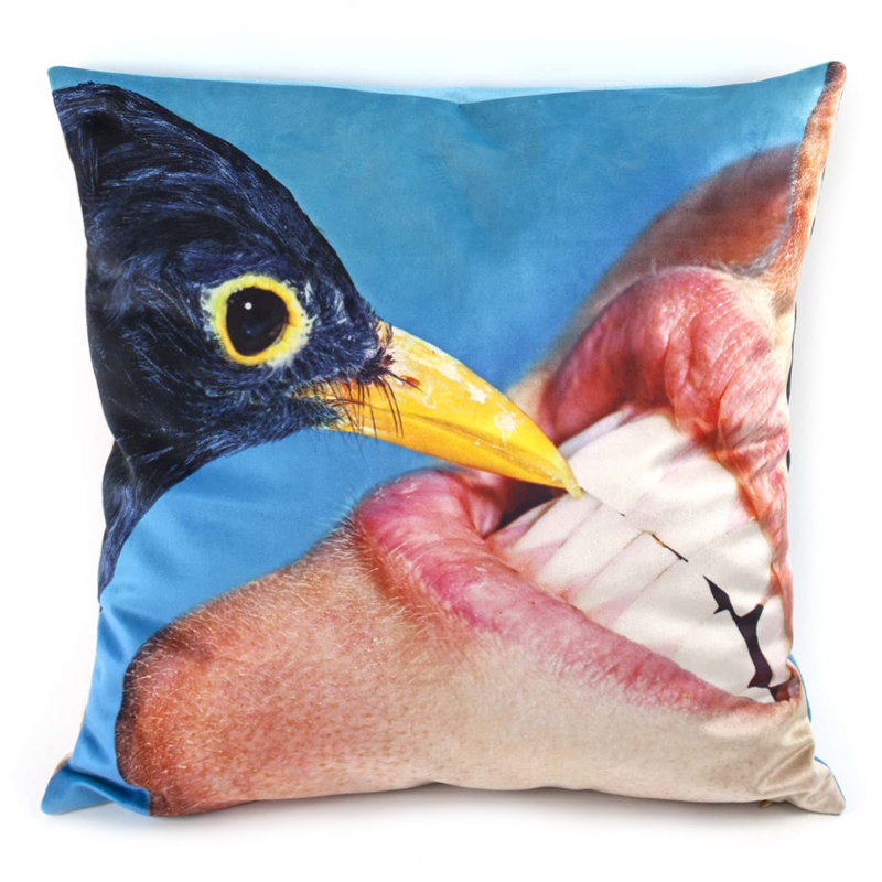 Подушка Seletti Cushion Crow Design Toiletpaper Голубой в Санкт-петербурге | Loft Concept 