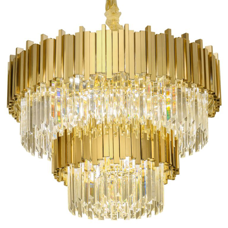 Круглая многоярусная люстра Luxxu Modern Cascade Chandelier Gold Metal Glass 80 Прозрачное Стекло Золотой в Санкт-петербурге | Loft Concept 