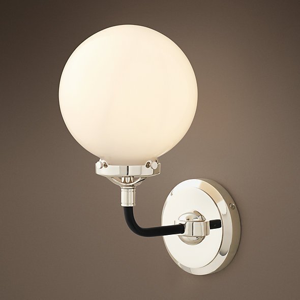 Бра Bistro Globe Clear Glass Single Sconce Nickel Milk  в Санкт-петербурге | Loft Concept 