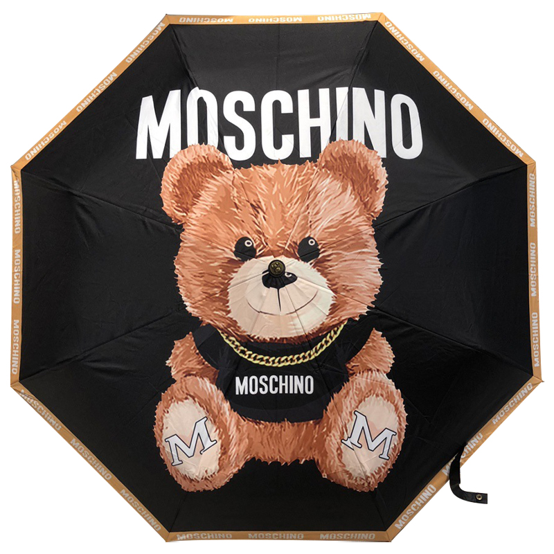 Зонт раскладной MOSCHINO дизайн 005 Черный цвет Черный Коричневый в Санкт-петербурге | Loft Concept 