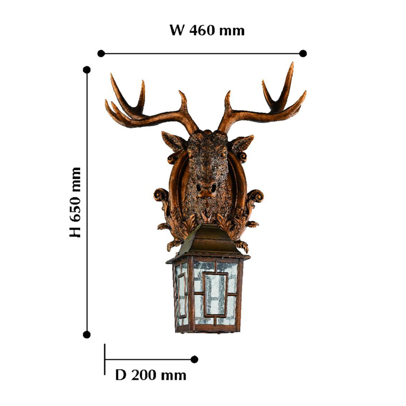 Коричневый уличный светильник с головой лося ANIMAL LANTERN в Санкт-петербурге