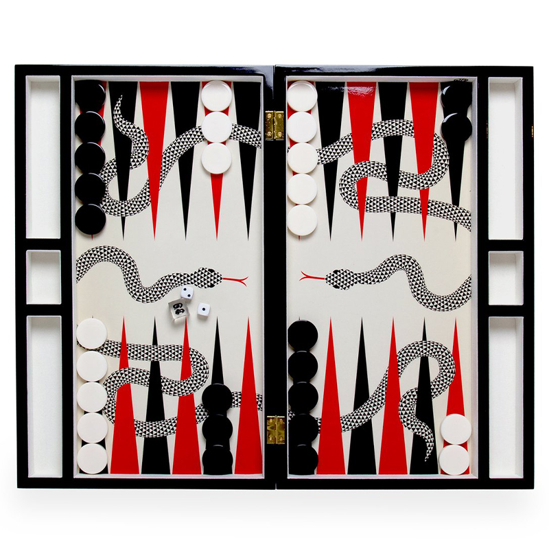 Нарды  EDEN BACKGAMMON SET Jonathan Adler Красный Черный ivory ( слоновая кость ) в Санкт-петербурге | Loft Concept 