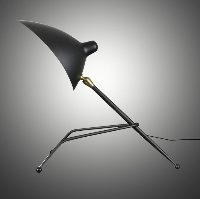 Настольная лампа Serge Mouille Tripod Desk Lamp Черный в Санкт-петербурге | Loft Concept 