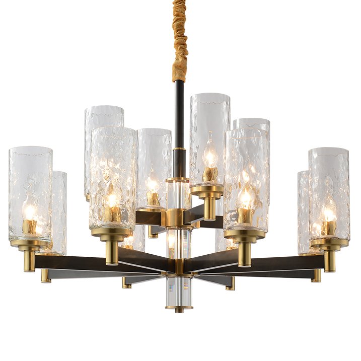 Люстра LIAISON ONE-TIER black and brass Chandelier 12 Черный Латунь Прозрачное Стекло в Санкт-петербурге | Loft Concept 