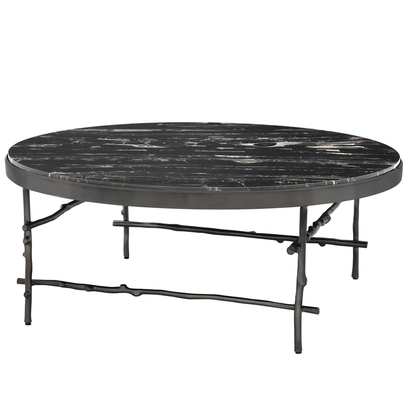 Кофейный стол Eichholtz Coffee Table Tomasso round Черный Мрамор Nero Темная бронза в Санкт-петербурге | Loft Concept 