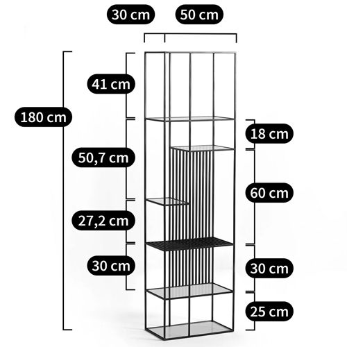 Стеллаж из металла и стекла Menzie Black Stripes Metal Rack в Санкт-петербурге