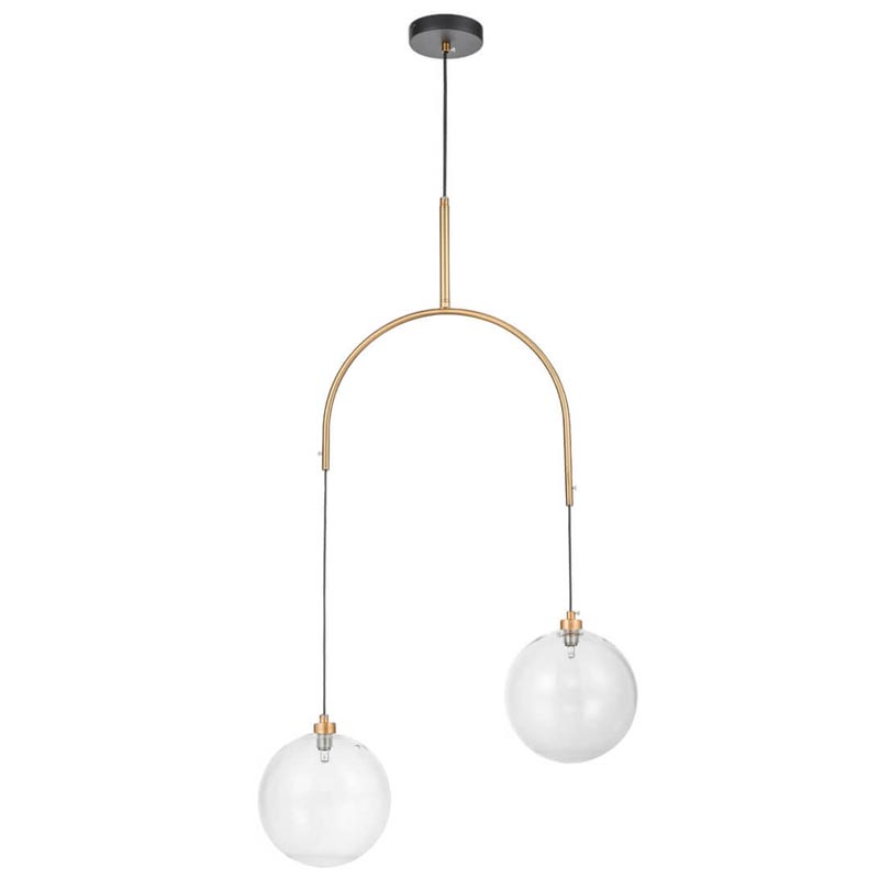 Люстра Two Hanging Ball Chandelier Золотой Прозрачный Черный в Санкт-петербурге | Loft Concept 