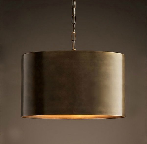 Подвесной светильник RH Antiqued Metal Drum Pendant lamp Brown Коричневый в Санкт-петербурге | Loft Concept 