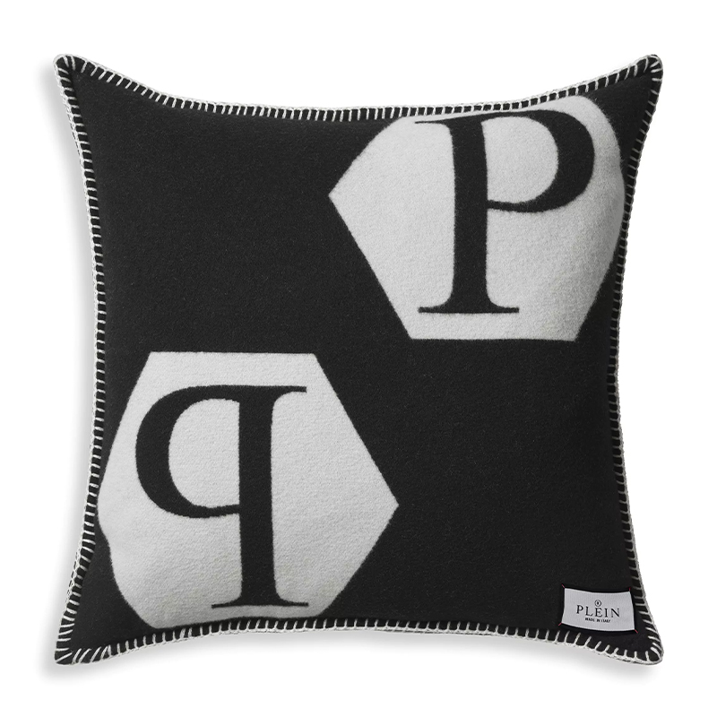 Подушка Philipp Plein Cushion Cashmere Black Черно-белый в Санкт-петербурге | Loft Concept 