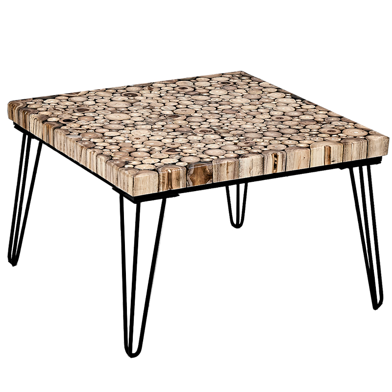 Кофейный стол Tree Cuts square coffee table Коричневый Черный в Санкт-петербурге | Loft Concept 