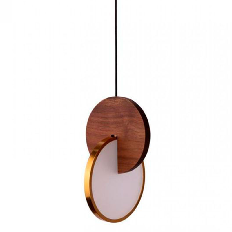 Подвесной светильник Eclipse Pendant Light Wood Золотой Белый Дерево Табак в Санкт-петербурге | Loft Concept 