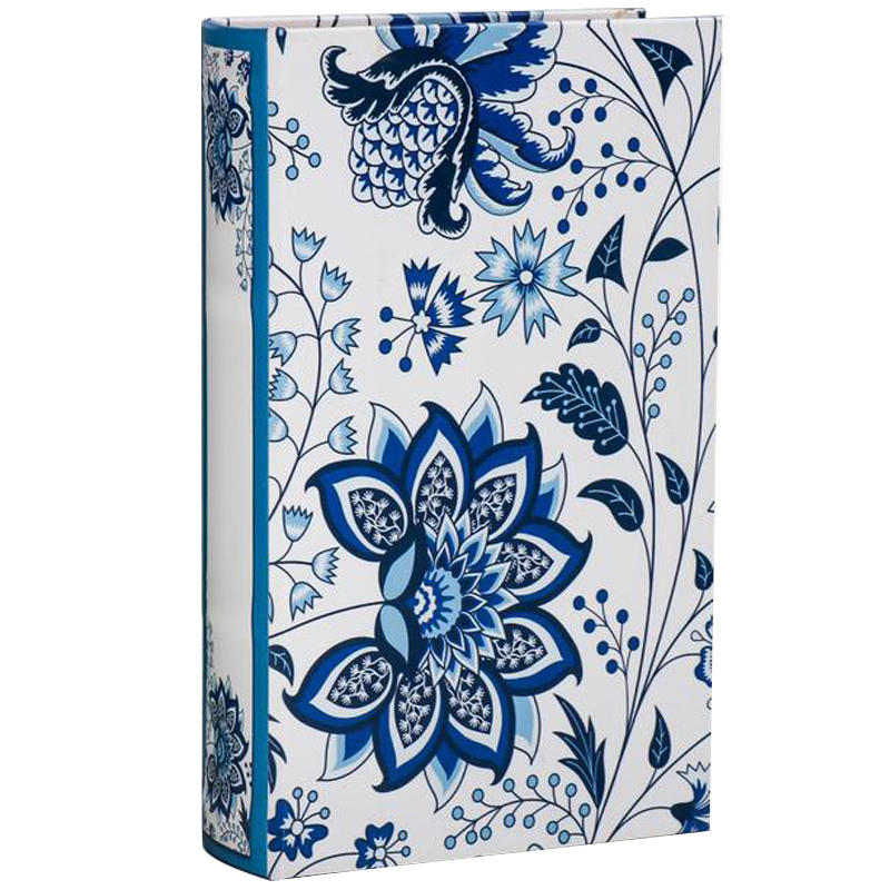 Шкатулка-книга с сейфом Fabulous Flowers Book Box Синий Белый в Санкт-петербурге | Loft Concept 