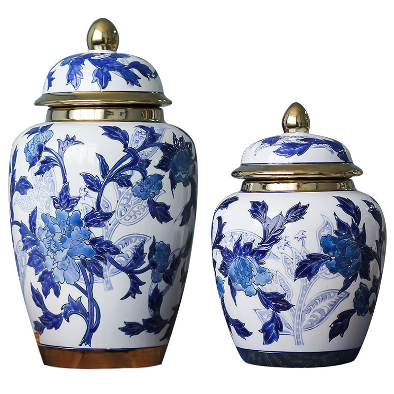 Вазы Porcelain Oriental Blue Ornament Vases Синий Белый Золотой в Санкт-петербурге | Loft Concept 