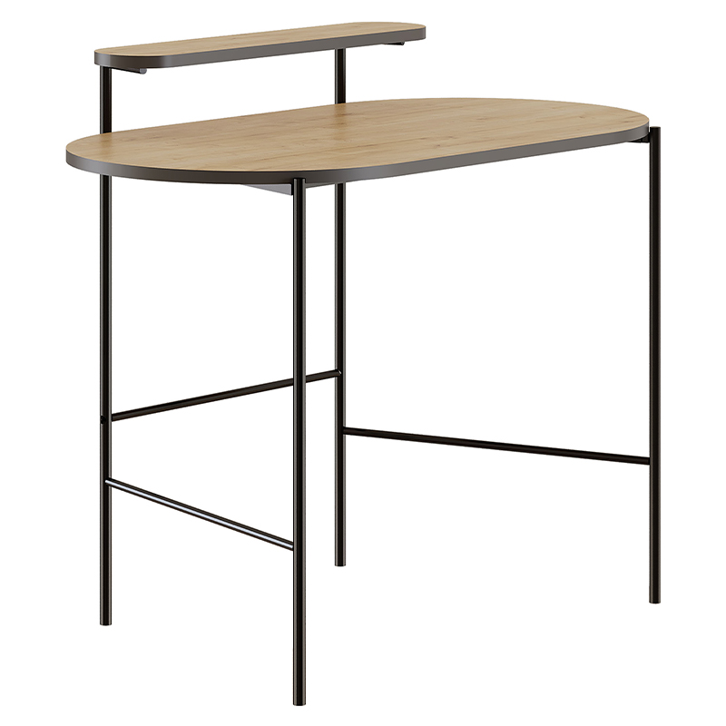 Стол письменный овальной формы с полкой LOUB WORKING TABLE BLACK OAK Древесина Черный в Санкт-петербурге | Loft Concept 