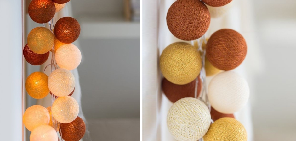 Гирлянда хлопковые фонарики Сotton Ball Gold-Copper - Loft-Concept в Санкт-петербурге