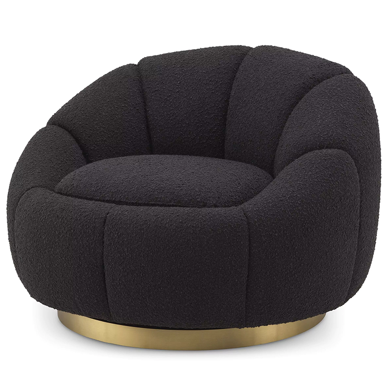 Кресло Eichholtz Swivel Chair Inger Black Черный Латунь в Санкт-петербурге | Loft Concept 