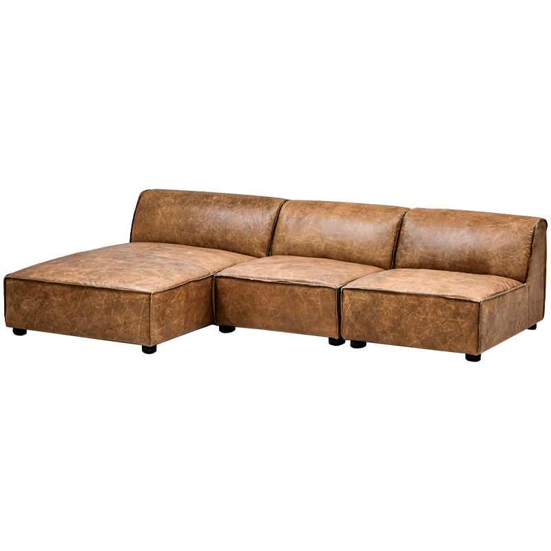 Диван Diehl Leather Sofa Карамель Хром в Санкт-петербурге | Loft Concept 