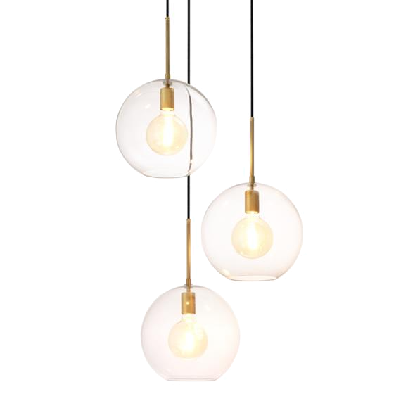 Люстра Chandelier Tango 3 light Латунь Античная полированная Темная бронза Прозрачное Стекло в Санкт-петербурге | Loft Concept 