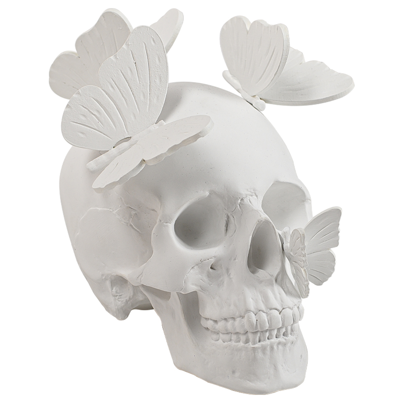 Статуэтка Skull with butterflies white Белый в Санкт-петербурге | Loft Concept 