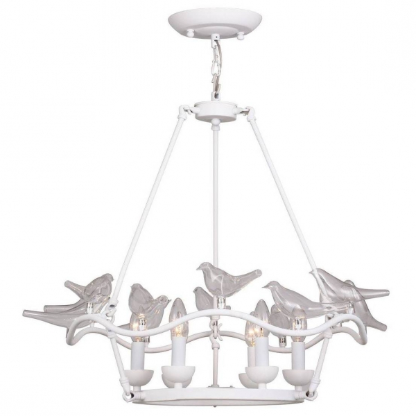  Dove Chandelier Glass Bird 6 White   - | Loft Concept 