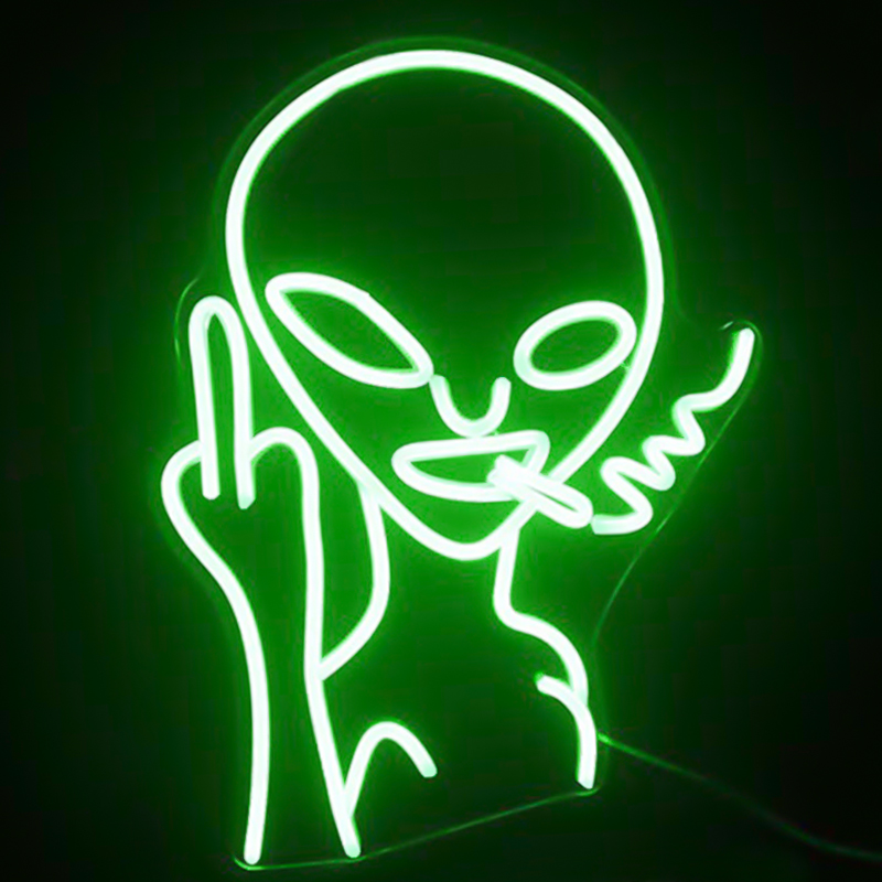 Неоновая настенная лампа Alien Neon Wall Lamp Зеленый Белый в Санкт-петербурге | Loft Concept 