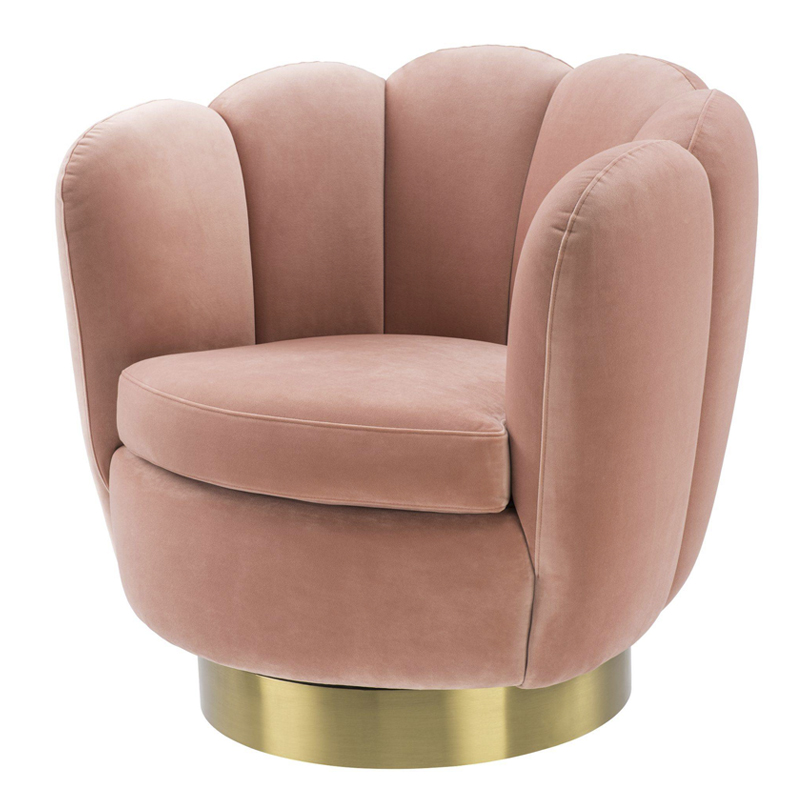 Кресло Eichholtz Swivel Chair Mirage nude Розовый пастельный Матовая латунь в Санкт-петербурге | Loft Concept 