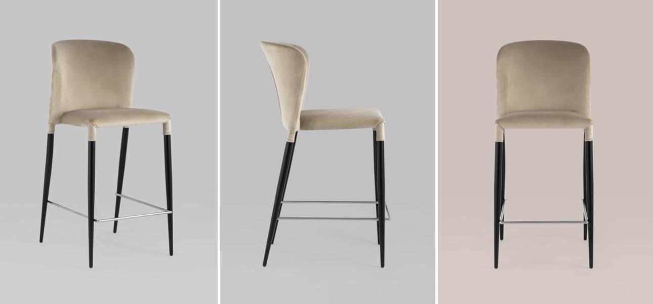 Барный Стул Lori Chair Бежевый Велюр - фото