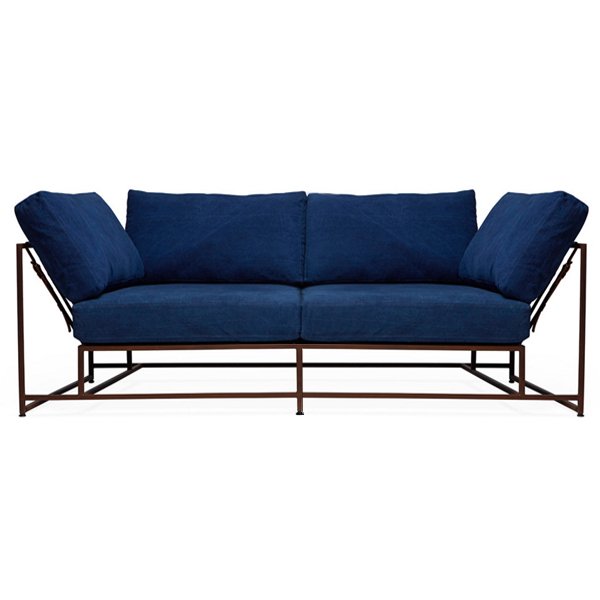 Двухместный диван Indigo Denim and copper Two Seat Sofa Индиго в Санкт-петербурге | Loft Concept 