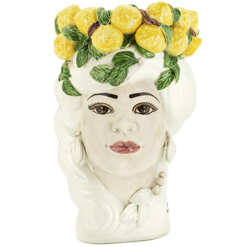 Ваза Vase Lemon Head Lady White Белый Желтый Зеленый в Санкт-петербурге | Loft Concept 