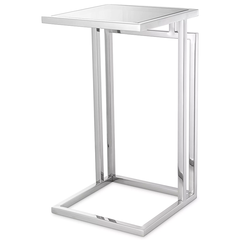 Приставной стол Eichholtz Side Table Marcus Chrome Стекло Смок Хром в Санкт-петербурге | Loft Concept 