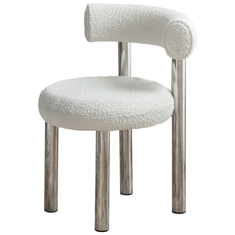 Стул Ellias White Boucle Chair Белый Хром в Санкт-петербурге | Loft Concept 