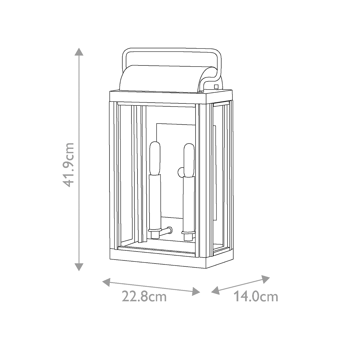 Настенный фонарь прямоугольной формы цвета состаренная латунь с двумя лампами Hinkley в Санкт-петербурге