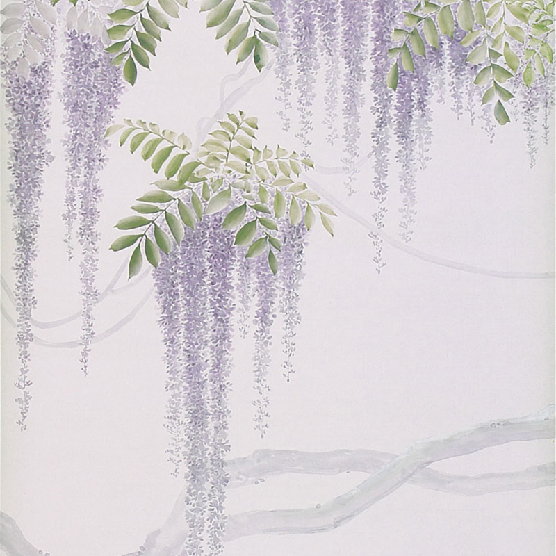 Обои в японском стиле Wisteria Lavender on Lilac Mica metallic Xuan paper  в Санкт-петербурге | Loft Concept 